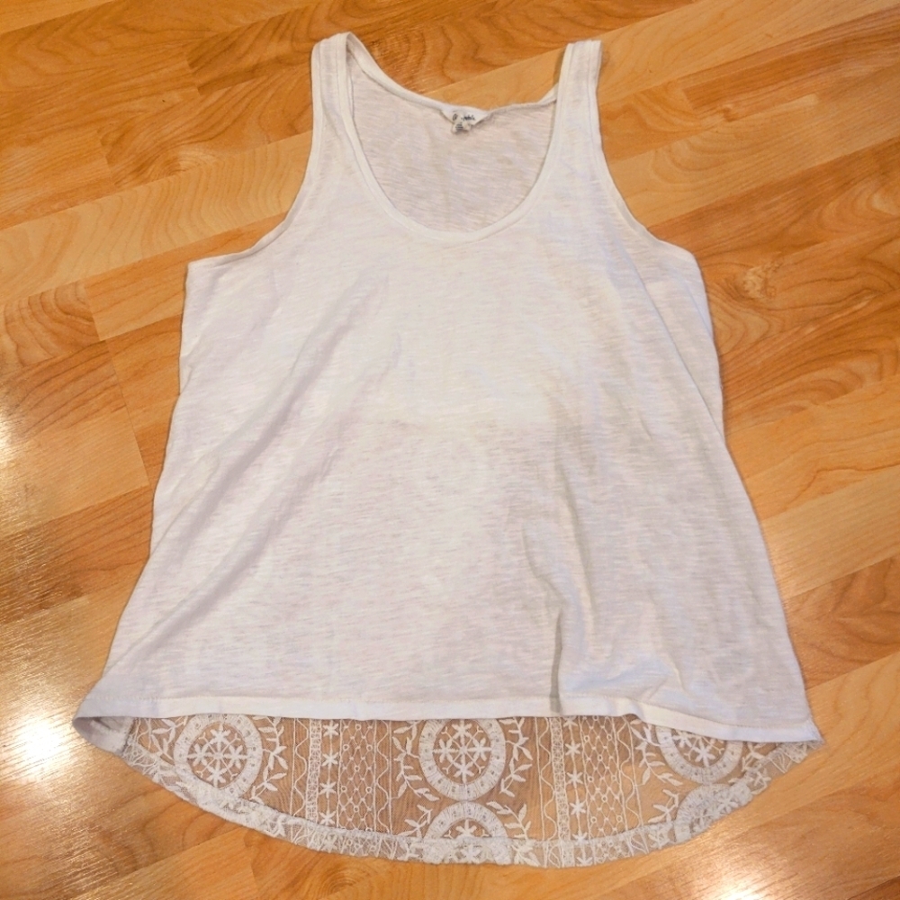 White Lace-Trim Tank Top - Women